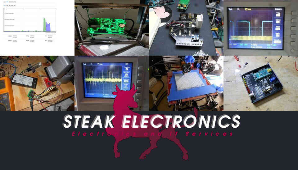 Logo of company with 8 pictures in the background randomly selected from a picture gallery